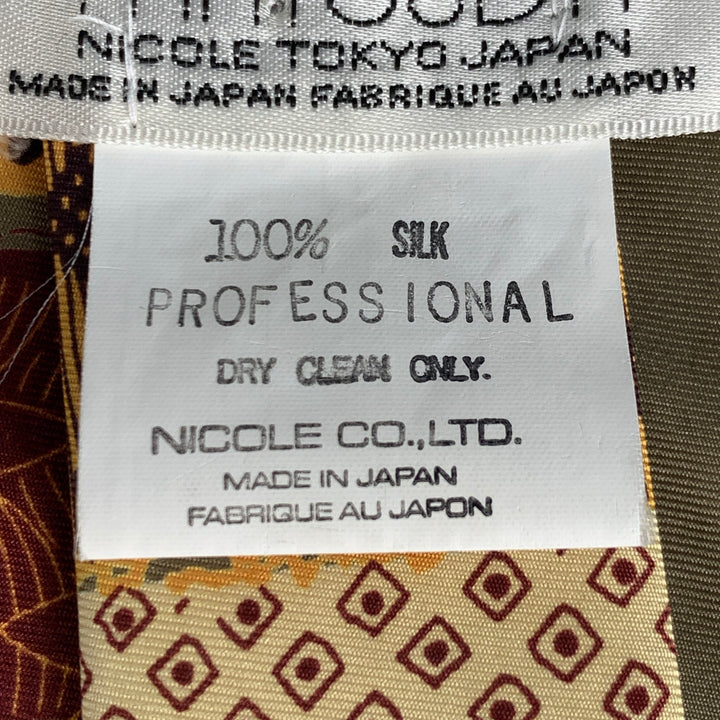 MATSUDA Khaki Abstract Print Silk Tie