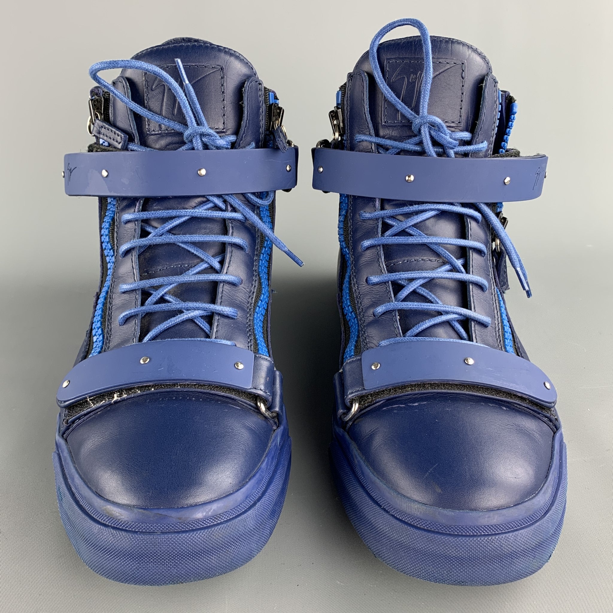 GIUSEPPE ZANOTTI Size 13 Navy Leather High Top Lace Up GIUSEPPE ZANOTTI Size 13 Navy Leather High Top Lace Up