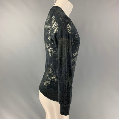 IRO Nona Size S Dark Gray Distressed Cotton Blend Long Sleeve Pullover