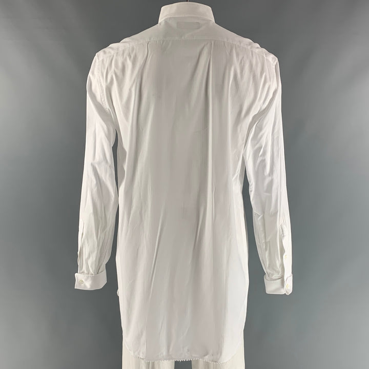 BURBERRY Size XL White Textured Tuxedo Long Sleeve Shirt