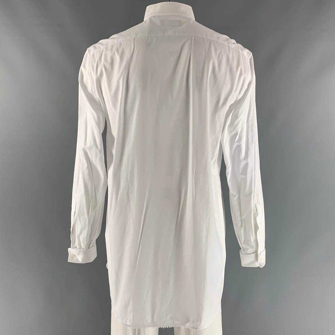 BURBERRY Camisa de manga larga de esmoquin texturizada blanca talla XL