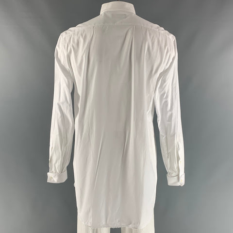 BURBERRY Size XL White Textured Tuxedo Long Sleeve Shirt