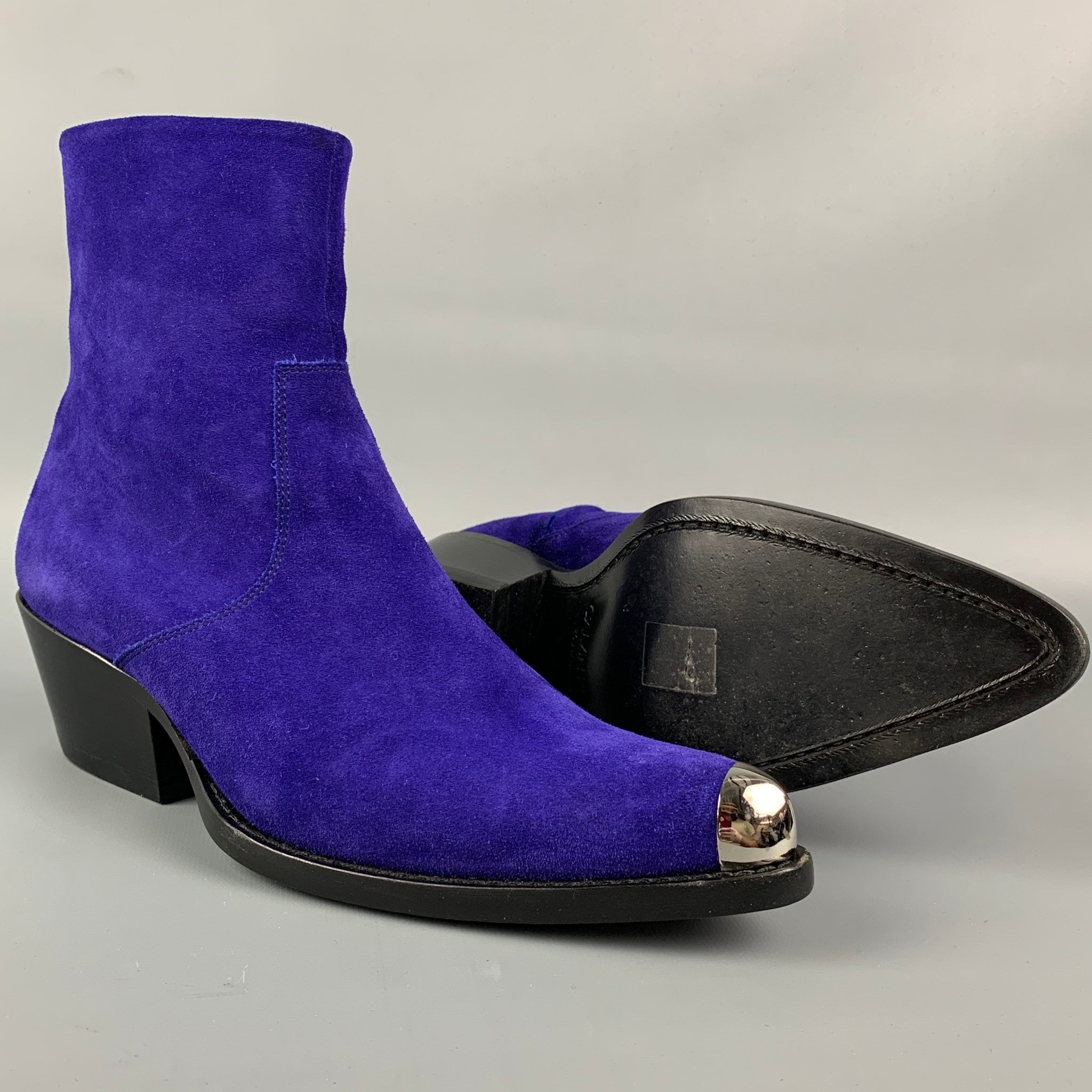 CALVIN KLEIN 205W39NYC Size 6.5 Purple Leather Ankle Boots Sui Generis Designer Consignment