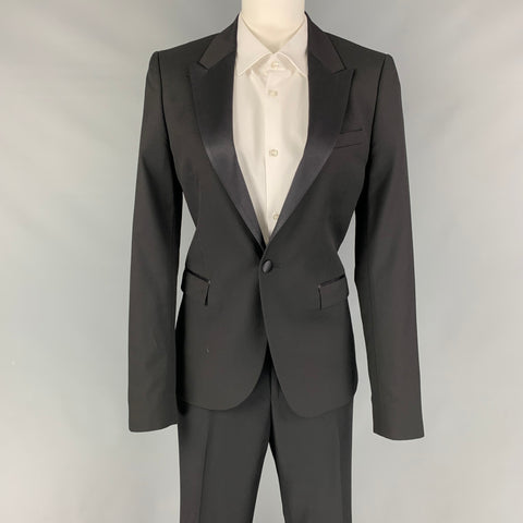 THE KOOPLES Taille 36 Costume de smoking ajusté à revers en laine noire