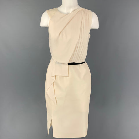Vestido de cóctel sin mangas de seda color crema talla 4 de J.MENDEL