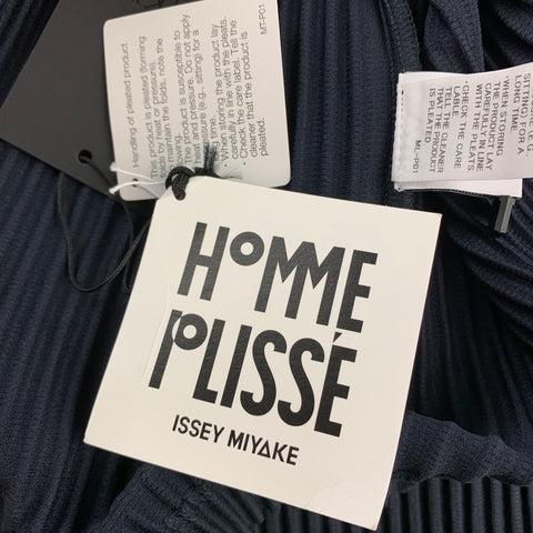 ISSEY MIYAKE Homme Plisse Size XL Navy Pleated Polyester Polo