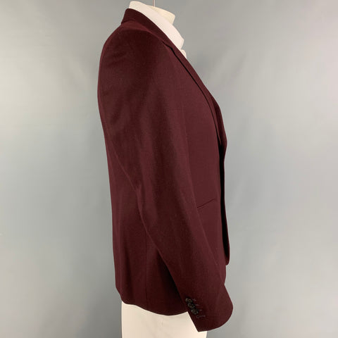 THE KOOPLES Size 42 Burgundy Wool Notch Lapel Sport Coat