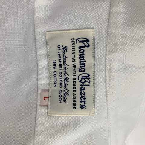 ROWING BLAZERS Size L White Print Cotton Button Down Long Sleeve Shirt