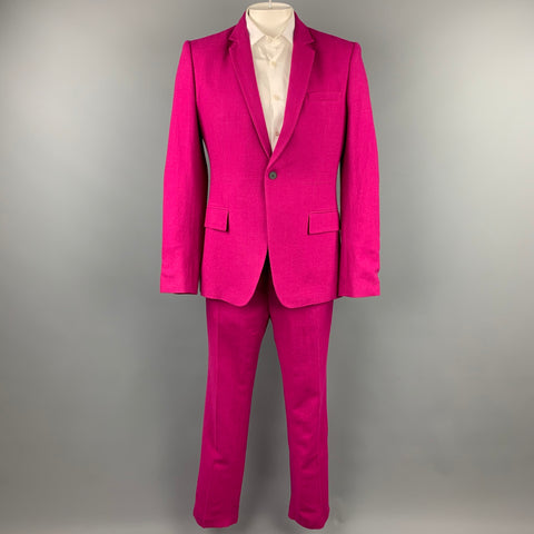 HAIDER ACKERMANN Size 42 Raspberry Wool Notch Lapel Suit
