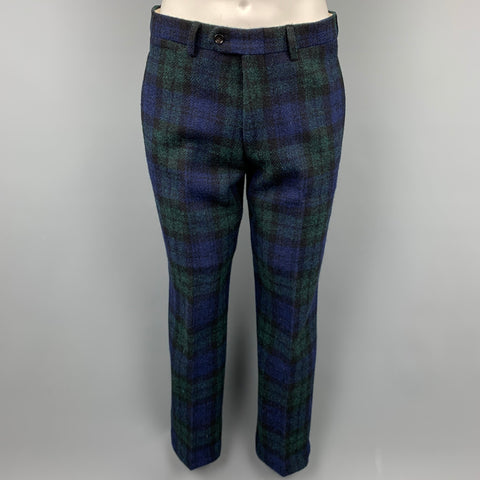 J CREW Size 38 Regular Blackwatch Plaid Harris Tweed Wool Notch Lapel Suit