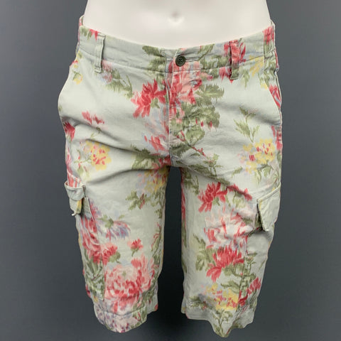 THEATRE Size 30 Multi-Color Floral Linen Cargo Shorts