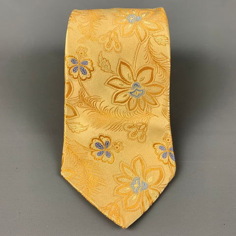 TED BAKER Yellow & Blue Floral Silk Tie