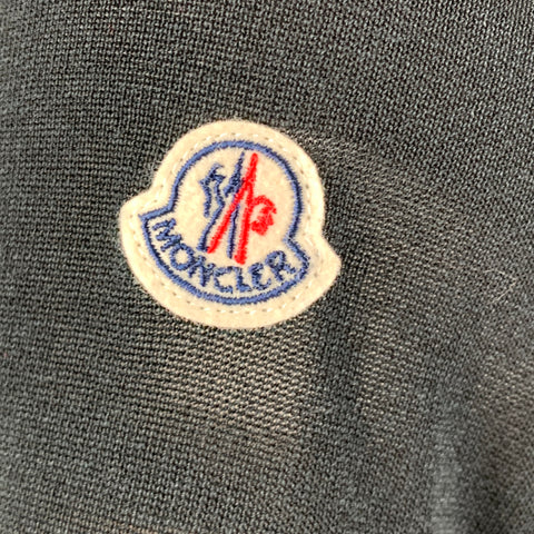 MONCLER Size XL Black Mixed Fabrics Viscose Cotton Short Sleeve Pullover