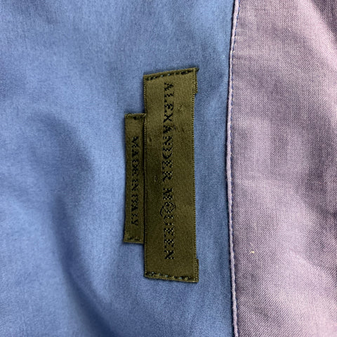 ALEXANDER MCQUEEN Size L Blue Purple Color Block Cotton Short Sleeve Shirt