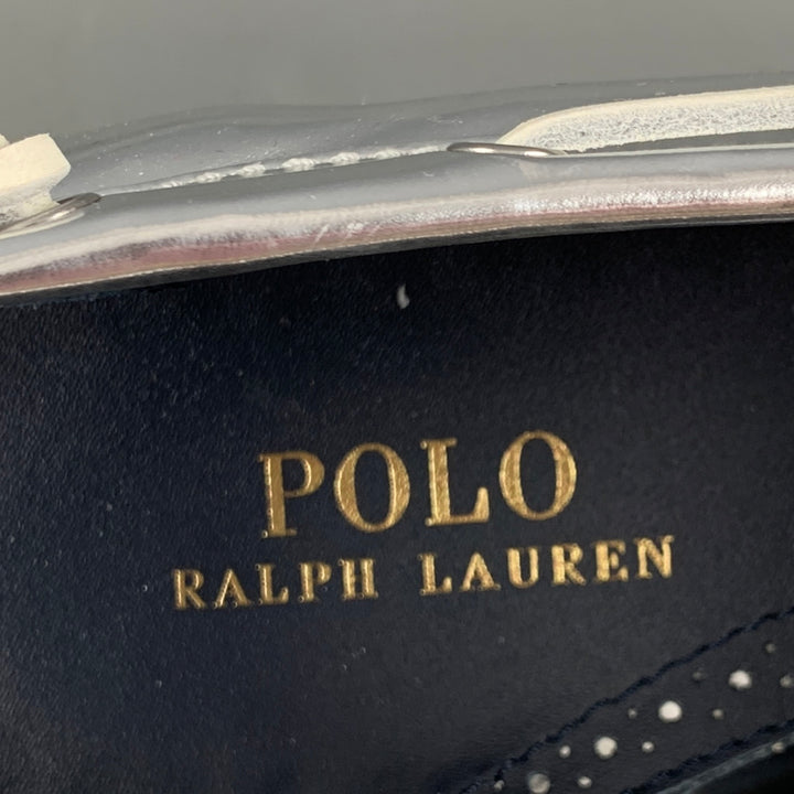 POLO de RALPH LAUREN Talla 11.5 Mocasines náuticos blancos plateados