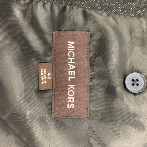 MICHAEL KORS Size 42 Black Silver Metallic Wool Blend Sport Coat
