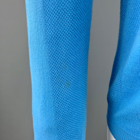 PRADA Taille XS Aqua Cotton Crew-neck White Trim Pull Pull