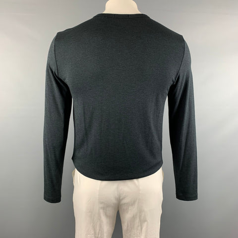 THEORY Size L Grey Charcoal Wool / Polyester Henley Pullover