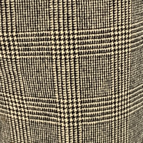 RALPH LAUREN Taille 2 Pantalon habillé en laine crème noire Glenplaid à jambe large