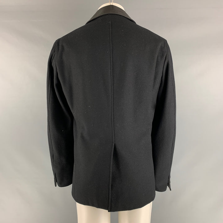 JIL SANDER Size 40 Black Solid Wool Blend Peacoat Coat