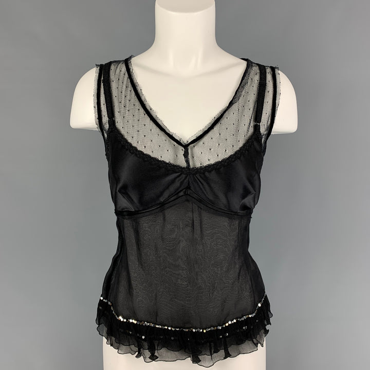 D&G by DOLCE & GABBANA Size 8 Black Silk Blend Dress Top