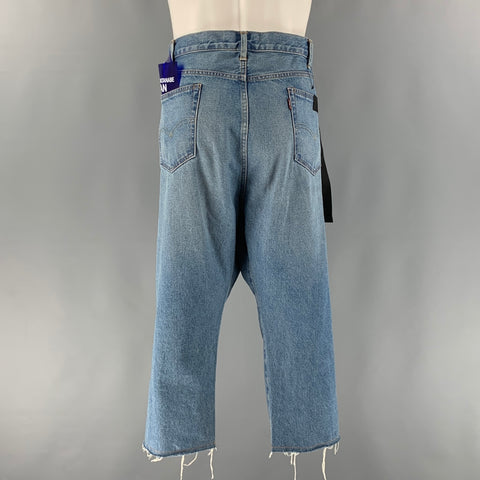 JUNYA WATANABE Size S Blue Black Red Cotton Wide-Leg Cropped Jeans