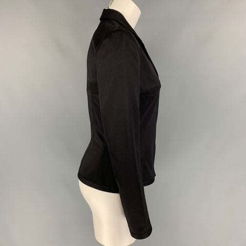 NARCISO RODRIGUEZ Talla 6 Chaqueta de Seda/Lana Virgen Texturizada Negra