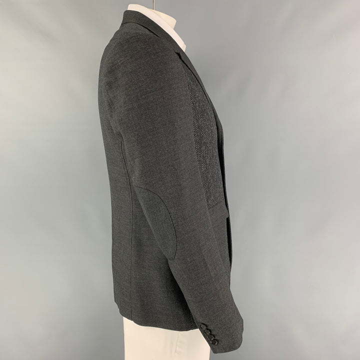 BURBERRY PRORSUM Taille 44 Manteau de sport à revers cranté en laine vierge grise