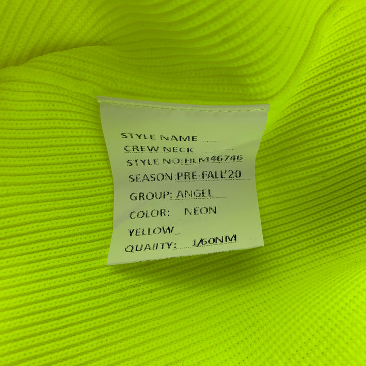 HELMUT LANG Pre-Fall 2020 Size M Neon Yellow Textured Polyester Long Sleeve T-shirt