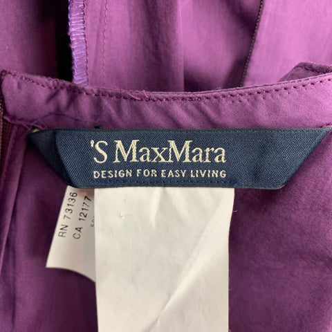 MAX MARA Size 6 Purple Poplin Cotton Pleated Sleeveless A-line Dress