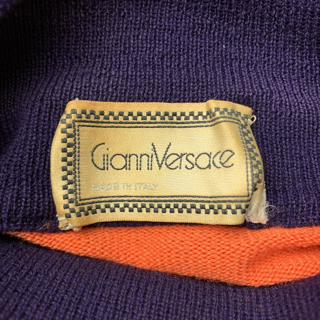 GIANNI VERSACE 1980's Purple Orange Green & Yellow Baroque Wool Sweater