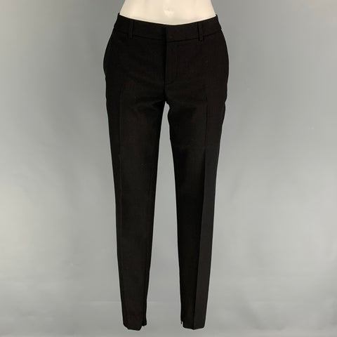 SAINT LAURENT Size 2 Black Virgin Wool Dress Pants