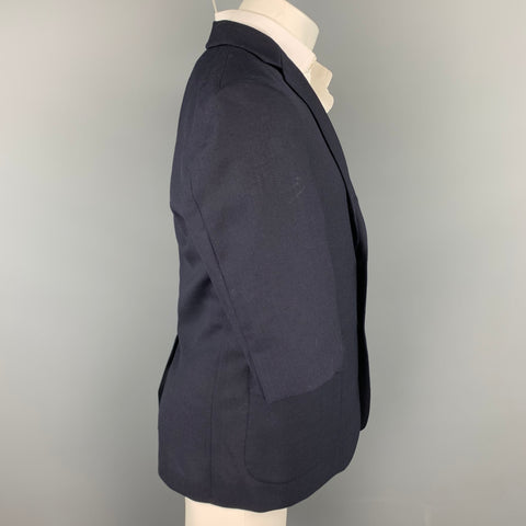 WOOSTER + LARDINI Size 40 Navy Wool Short Sleeve Notch Lapel Sport Coat