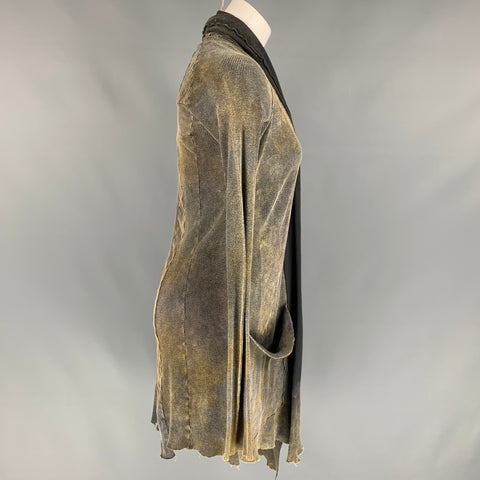 LGB Taille M Cardigan asymétrique côtelé en coton gris et jaune