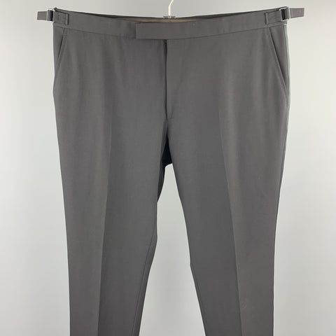 RALPH LAUREN Black Label Size 37 Black Wool Side Tabs Dress Pants
