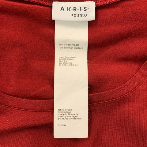 AKRIS Punto Size 6 Burgundy Modal Blend Solid Long Sleeve T-Shirt