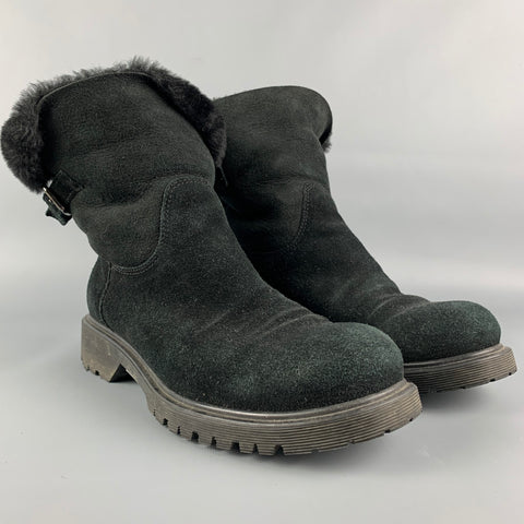LA CANADIENNE Miel Talla 8 Botines sin cordones de piel de oveja negra