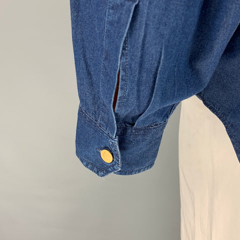 Vintage VERSACE JEANS COUTURE Size XL Indigo Cotton Oversized Long Sleeve Shirt