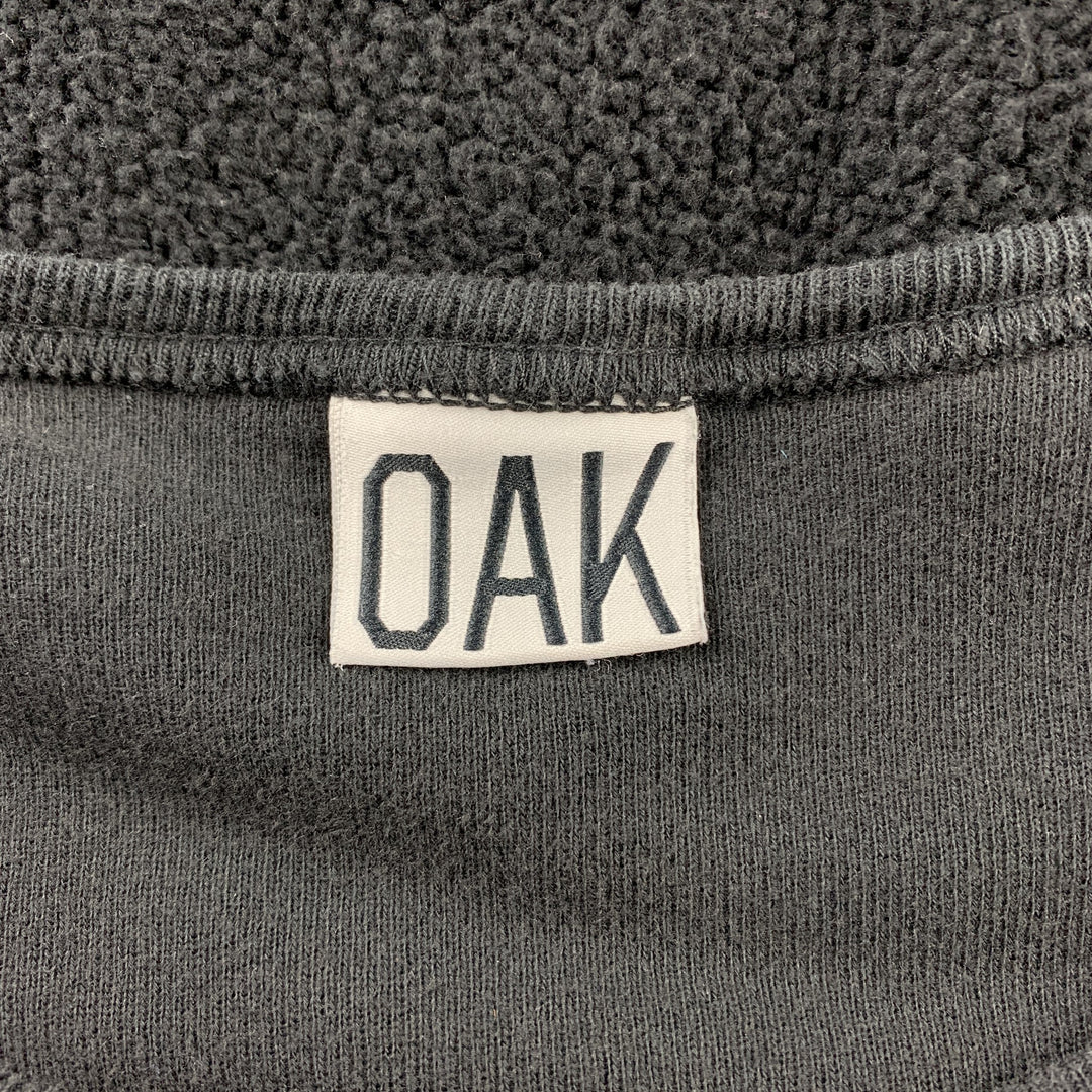 OAK Talla XL Sudadera negra de algodón texturizado con cuello redondo