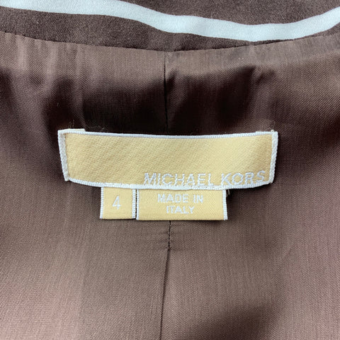 MICHAEL KORS Size 4 Brown Zebra Print Double Breasted Trenchcoat