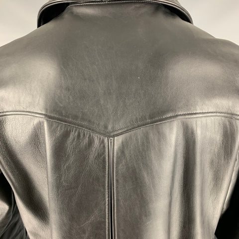 LOST WORLDS Size 42 Black Leather Trench Coat