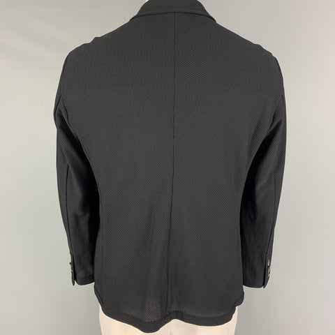 GIORGIO ARMANI Size 48 Black Textured Polyamide Sport Coat