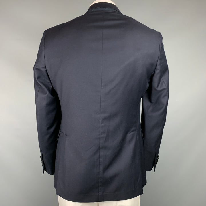 TODD SNYDER Size 42 Regular Navy & Black Wool Peak Lapel Sport Coat