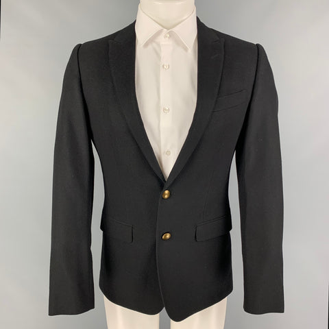 DOLCE & GABBANA Size 36 Black Cashmere Silk Peak Lapel Sport Coat