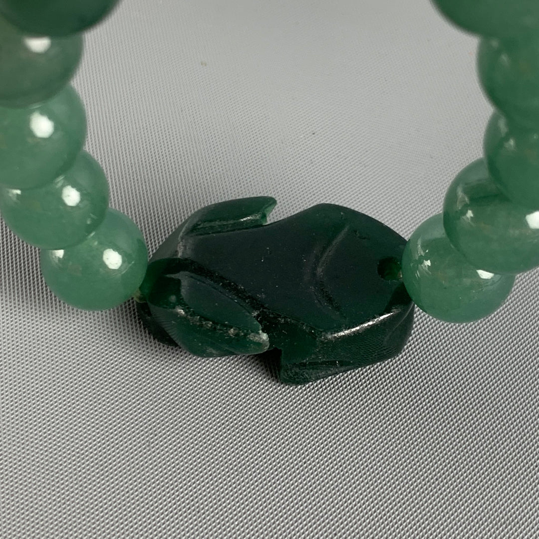 VINTAGE Green Glass Scarab Bracelet