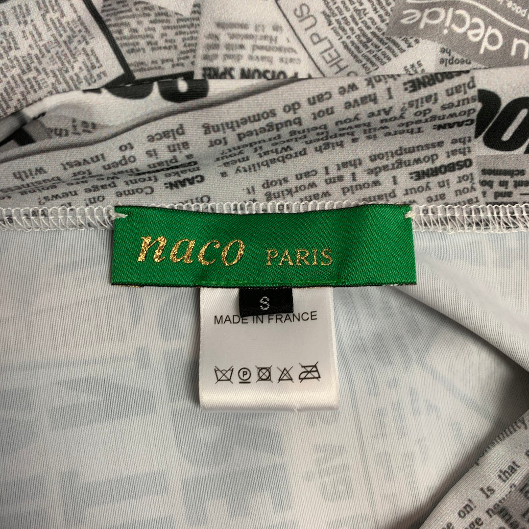 NACO PARIS Size S Grey & Black Print Jersey T-Shirt