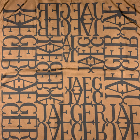 JAEGER Brown & Black Print Silk Scarf