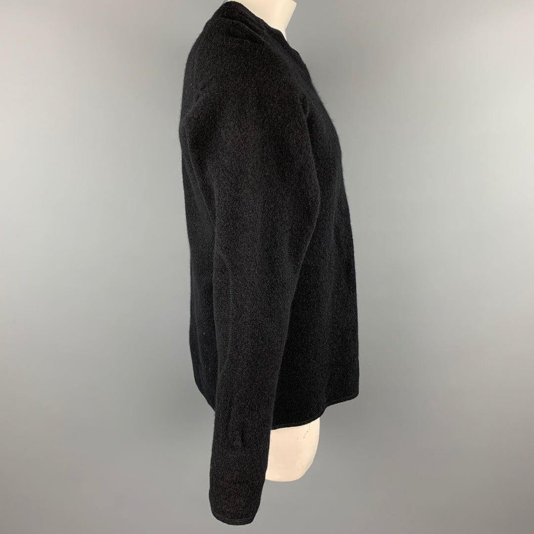 RYAN ROBERTS Size XL Black Textured Wool V-Neck Sweater
