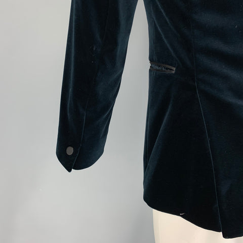 THEORY Size 36 Navy Black Velvet Cotton Peak Lapel Sport Coat