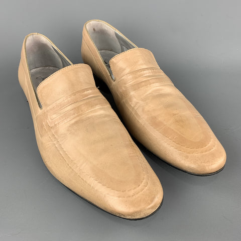 JEAN B. RAUTUREAU Size 10.5 Solid Natural Leather Slip On Loafers